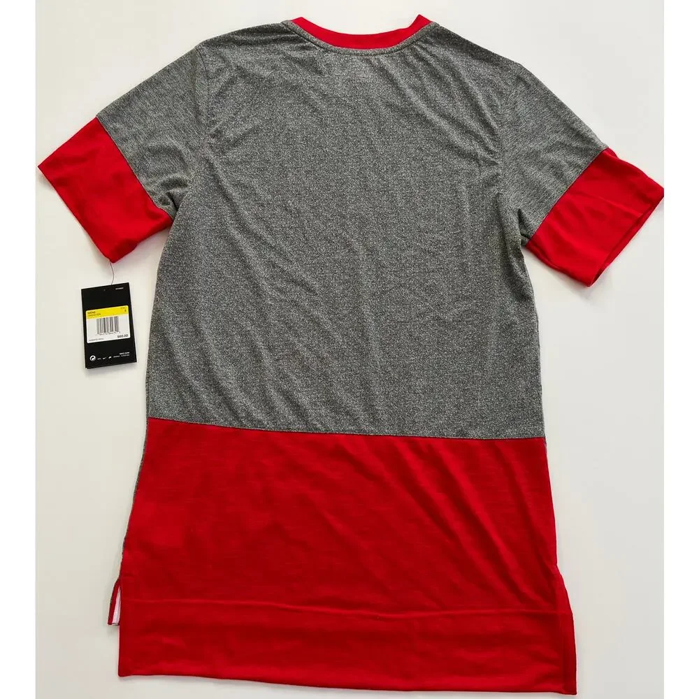 Nike Men's Gray/Red Team Player Short Sleeve CI4545-034 Size S NWT